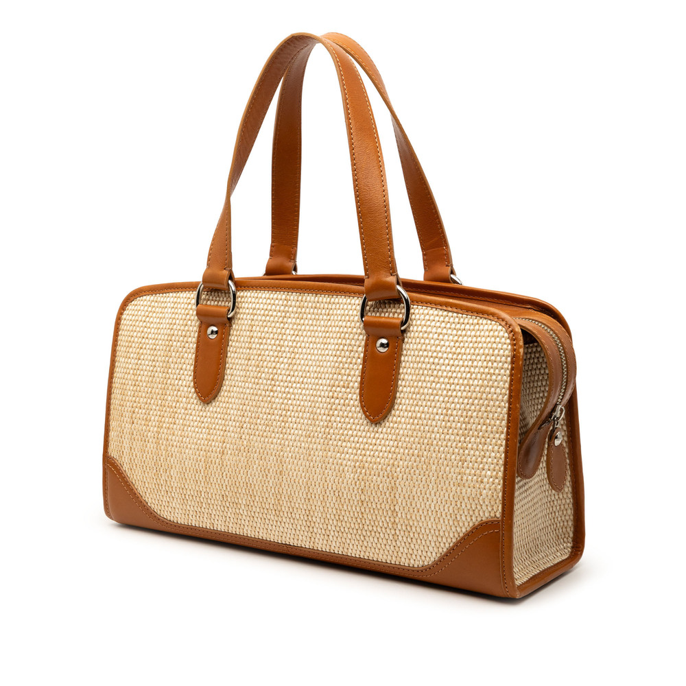 Pre-Loved Burberry Straw and Leather Handbag - Picture 2 of 6
